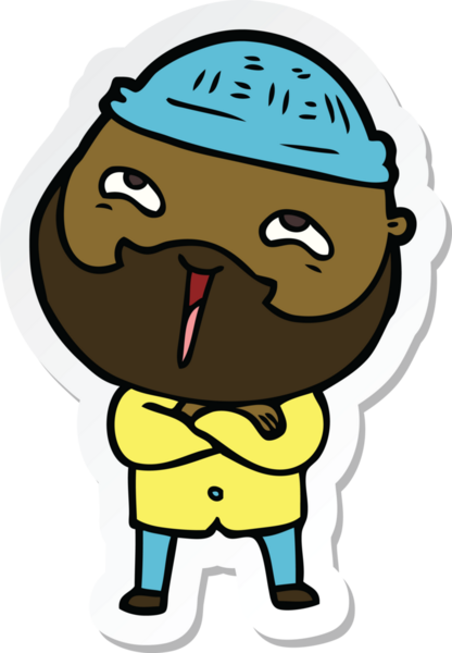 Bir insan tarafından çizilmiş mutlu sakallı bir adamın çıkartması.