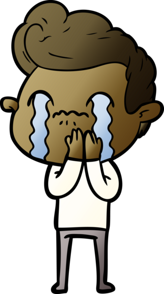 Bir insan tarafından çizilmiş ağlayan çizgi film adamı.