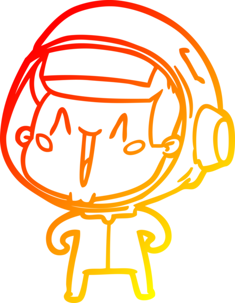 Bir insan tarafından çizilmiş mutlu bir astronotun sıcak çizgi çizimi