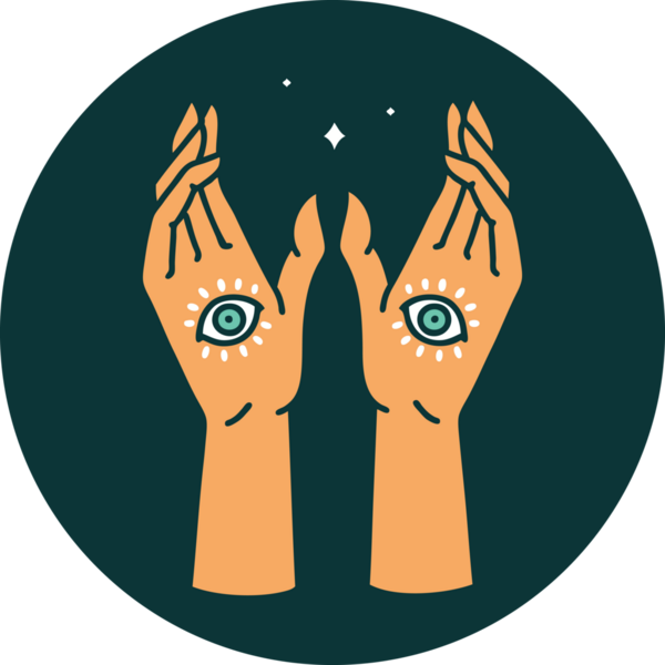 Bir insan tarafından çizilmiş mistik ellerin ikonik dövme şekli