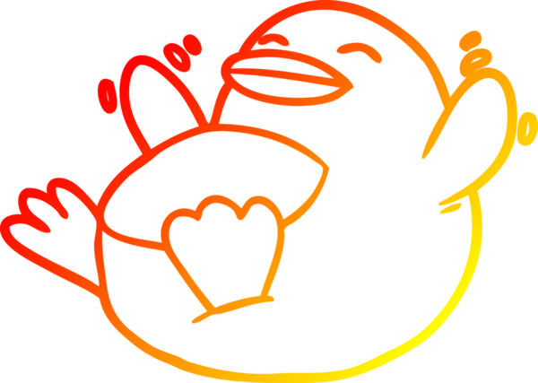 Bir insan tarafından çizilmiş mutlu bir penguenin sıcak çizgi çizimi