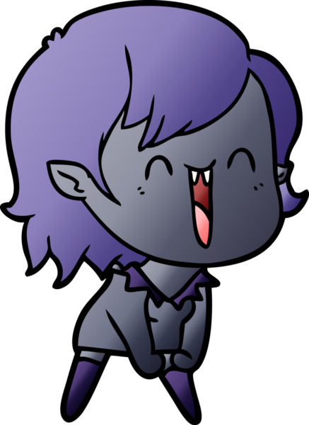 Bir insan tarafından çizilmiş mutlu vampir kız çizgi filmi.