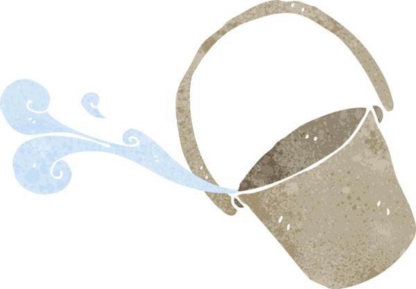 Bir insan tarafından çizilmiş çizgi film kovası.