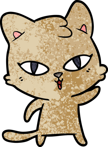 Bir insan tarafından çizilmiş çizgi film kedisi.