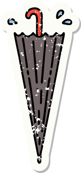 Bir insan tarafından çizilmiş geleneksel kapalı şemsiye stili sıkıntılı etiket dövmesi