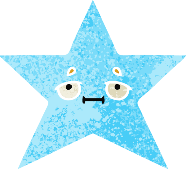 Bir insan tarafından çizilmiş yıldız balığının retro çizim tarzı karikatürü