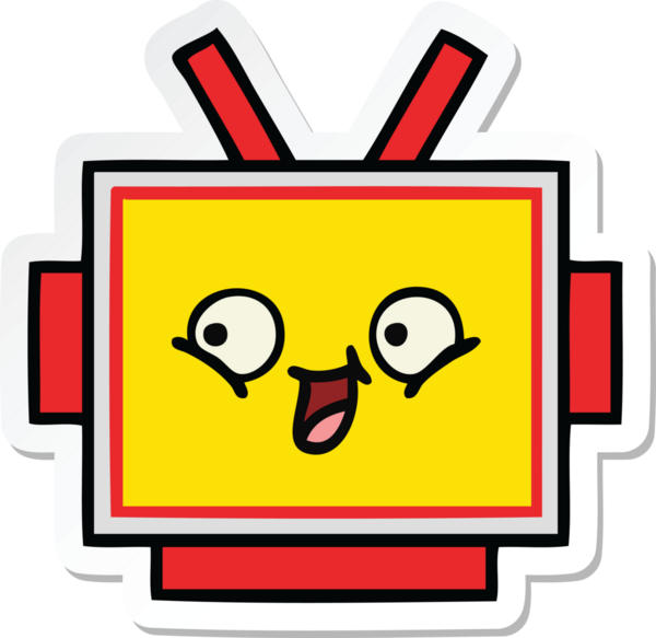 Bir insan tarafından çizilmiş şirin bir robot kafasının çıkartması.