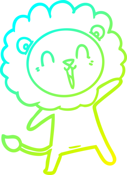 Bir insan tarafından çizilmiş gülen aslan karikatürü.