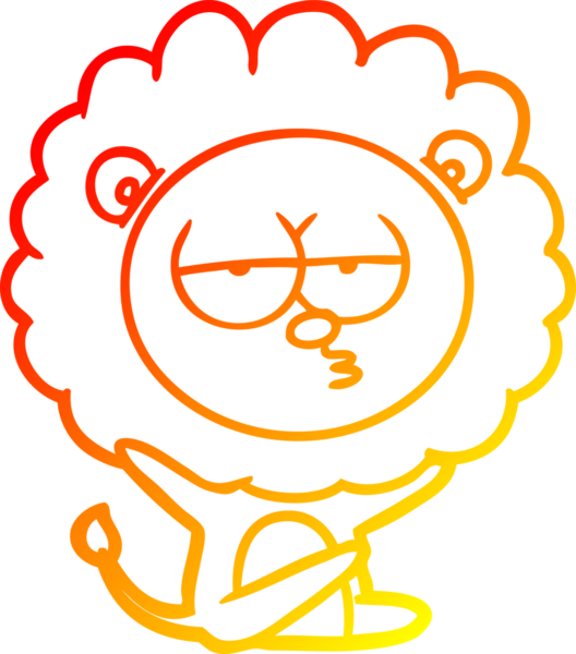 Bir insan tarafından çizilen ve canı sıkılan bir aslanın sıcak çizgi çizimi