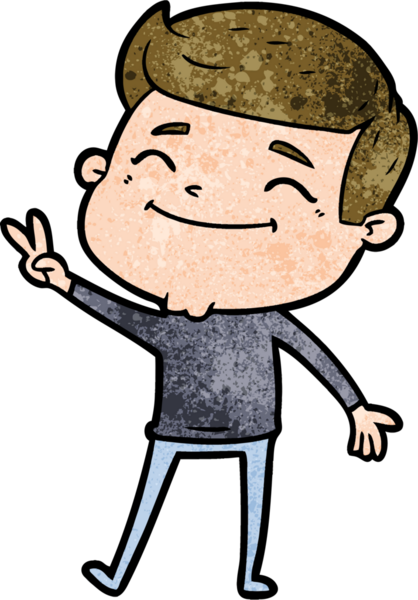 Bir insan tarafından çizilmiş mutlu çizgi film adamı.