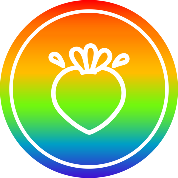 Taze meyve dairesel ikonu gökkuşağı gradyan bir insan tarafından çizilmiş