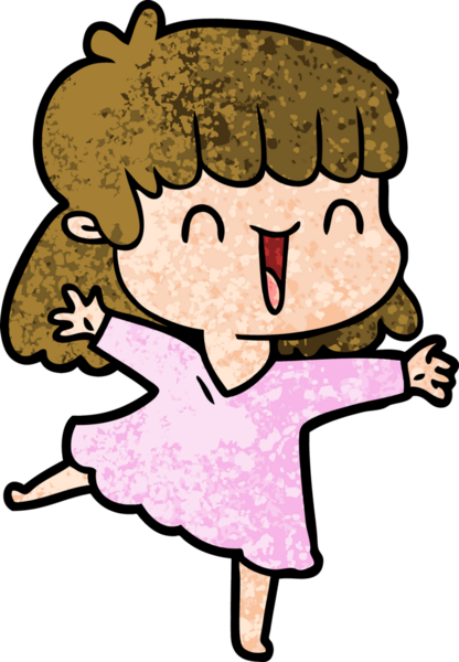 Bir insan tarafından çizilmiş mutlu bir kız.