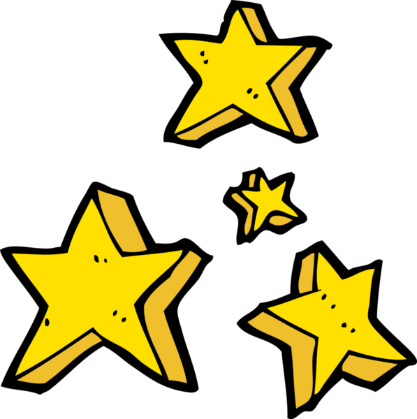 Bir insan tarafından çizilmiş çizgi film yıldızları.