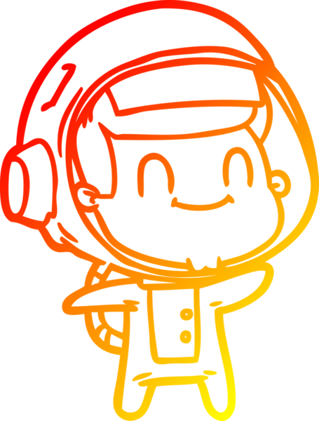 Bir insan tarafından çizilmiş mutlu bir astronotun sıcak çizgi çizimi