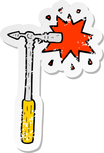 Bir insan tarafından çizilmiş karikatür çivisi çıkartması.