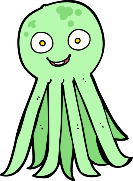 Bir insan tarafından çizilmiş ahtapot çizgi filmi.