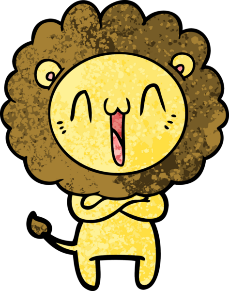 Bir insan tarafından çizilmiş mutlu çizgi film aslanı.