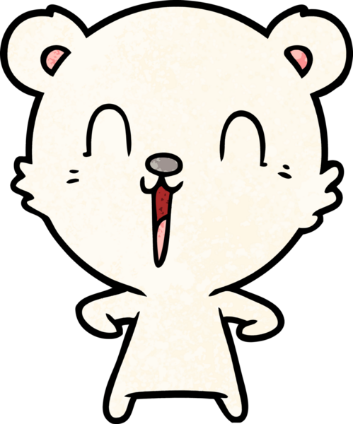 Bir insan tarafından çizilmiş mutlu kutup ayısı çizgi filmi.