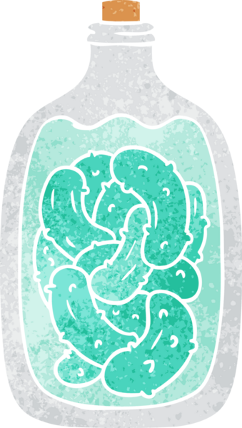 Bir insan tarafından çizilmiş turşu turşusu kavanozu.