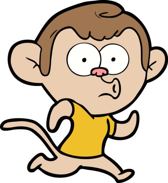 Bir insan tarafından çizilmiş korna çalan maymun.