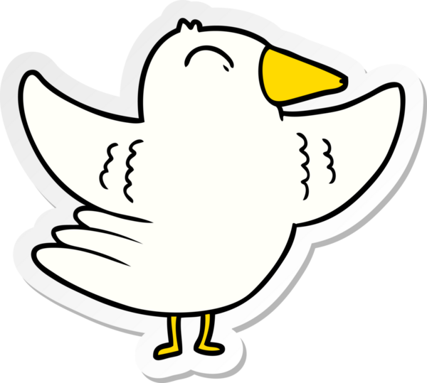 Bir insan tarafından çizilmiş karikatür kuşunun sıkıntılı çıkartması