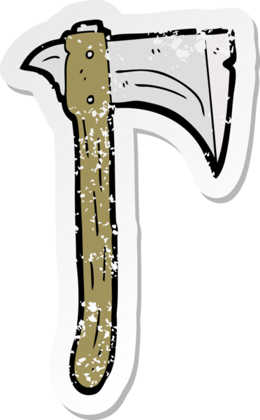 Bir insan tarafından çizilmiş bir baltanın gerilimli çıkartması.