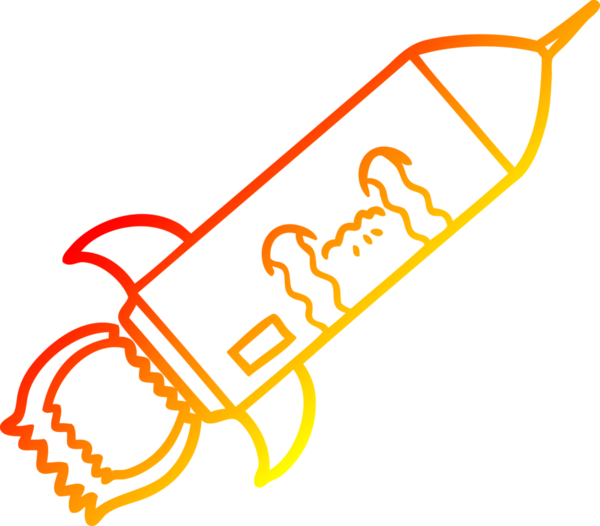 Bir insan tarafından çizilen ağlayan roketin sıcak çizgi çizimi