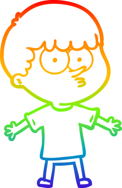 Gökkuşağı gradyanı çizimi Bir insan tarafından çizilmiş meraklı bir çocuk