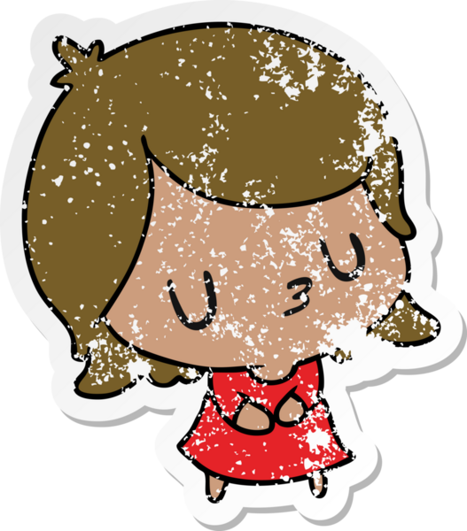 Bir insan tarafından çizilmiş sevimli bir kawai kızının sıkıntılı karikatür çizimi