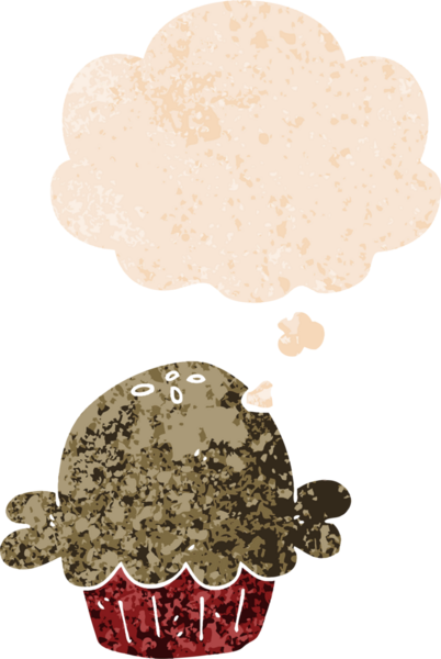 Düşünce baloncuklu çizgi film turtası grunge sıkıntılı retro desenli bir insan tarafından çizilmiş