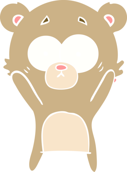 Bir insan tarafından çizilmiş kaygılı ayı düz renk karikatürü