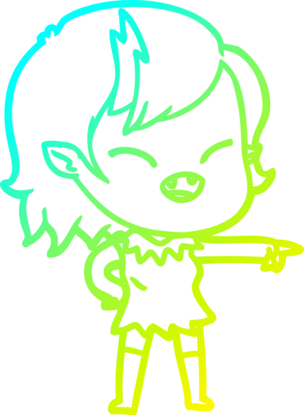 Bir insan tarafından çizilmiş soğuk gradyan çizgili vampir kız çizimi.