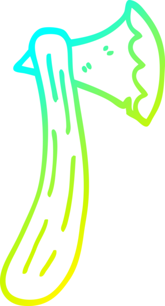 Bir insan tarafından çizilmiş bir baltanın soğuk eğimli çizgisi.