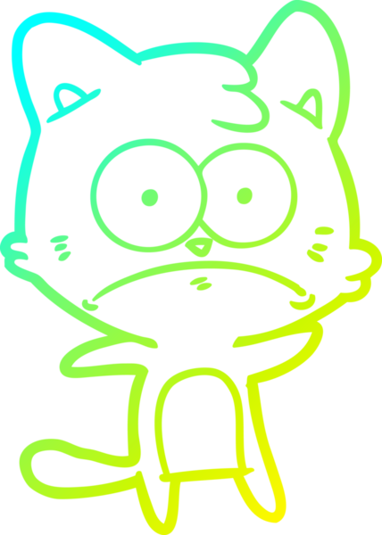 İnsan tarafından çizilmiş bir çizgi film çizimi. Sinirli bir kedi.