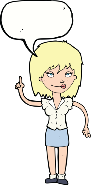 Bir insan tarafından çizilmiş konuşma baloncuğu fikri olan bir karikatür kadın.