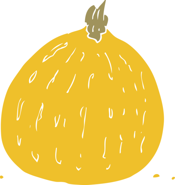 Bir insan tarafından çizilen kabağın düz renk çizimi