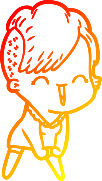 Bir insan tarafından çizilen mutlu bir hipster kızın çizgi çizimi.