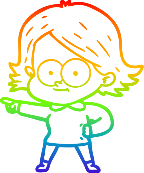 gökkuşağı gradyan çizimi mutlu bir çizgi film kızı bir insan tarafından çizildi