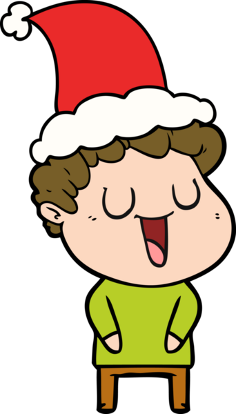 Bir insan tarafından çizilmiş Noel Baba şapkası giymiş bir adamın çizdiği el çizimi.