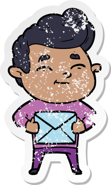 Bir insan tarafından çizilmiş mutlu bir çizgi film karakterinin sıkıntılı çıkartması.