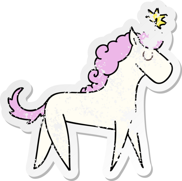 Bir insan tarafından çizilmiş tek boynuzlu atın garip bir el yazısı.