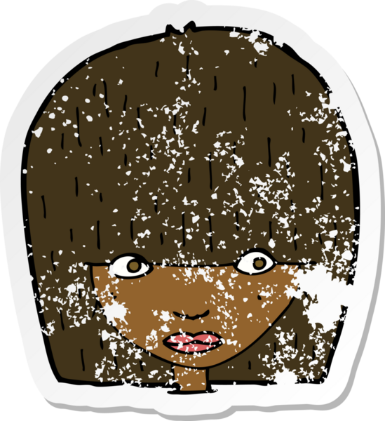 Bir insan tarafından çizilmiş, kederli bir karikatür çıkartması.