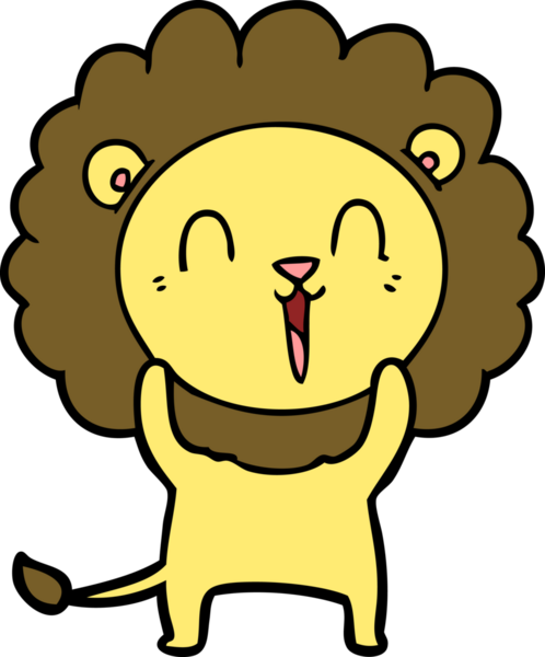 Bir insan tarafından çizilmiş gülen aslan çizgi filmi.
