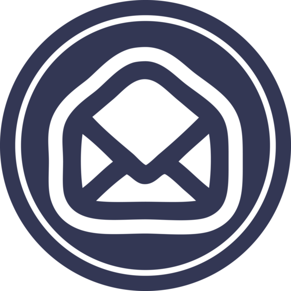 bir insan tarafından çizilmiş zarf harfi dairesel simgesi