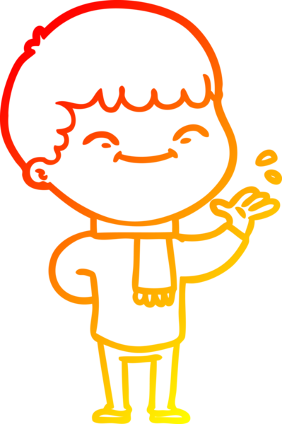 Bir insan tarafından çizilen mutlu bir çocuğun sıcak çizgi çizimi.