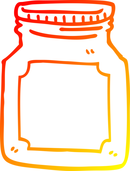 Bir insan tarafından çizilmiş karikatür depolama kavanozunun sıcak çizgi çizimi