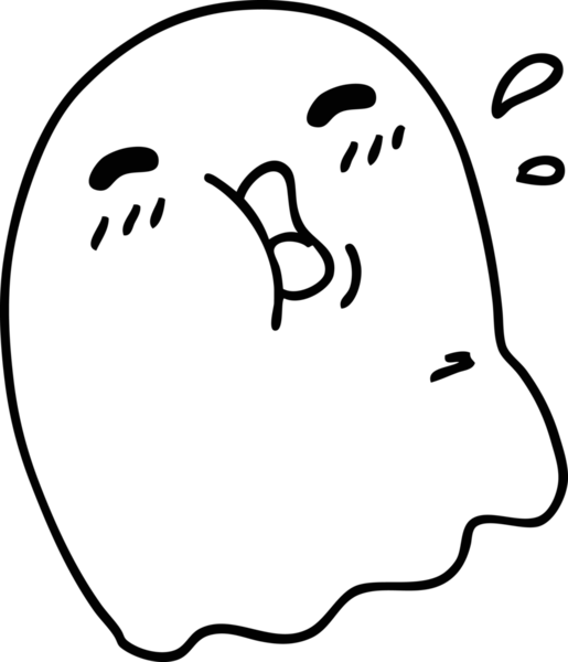 Bir insan tarafından çizilmiş mutlu bir cadılar bayramı hayaletinin çizgi karalaması