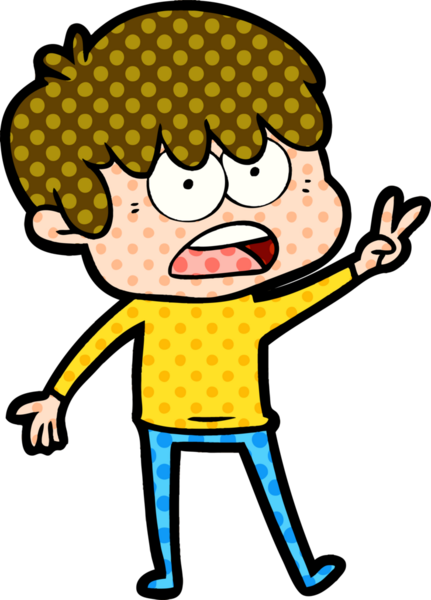 Bir insan tarafından çizilmiş endişeli çizgi film çocuğu.