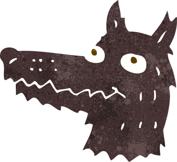 Bir insan tarafından çizilmiş bir kurt kafası.