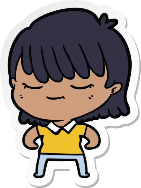 Bir insan tarafından çizilmiş bir karikatür kadının çıkartması.